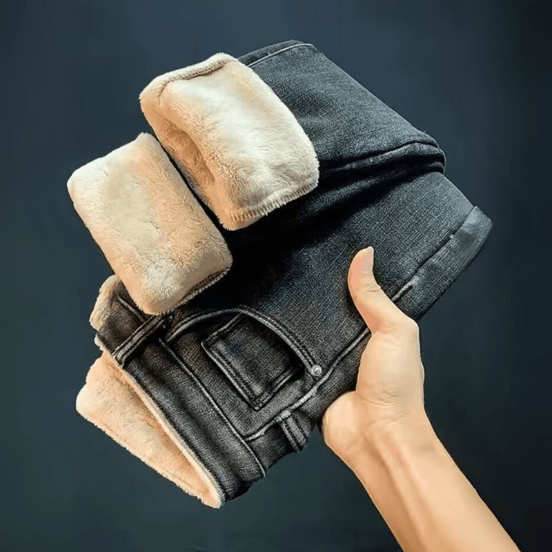 Isla | Calça Jeans Feminina com Elastano Peluciada  + Meia Térmica