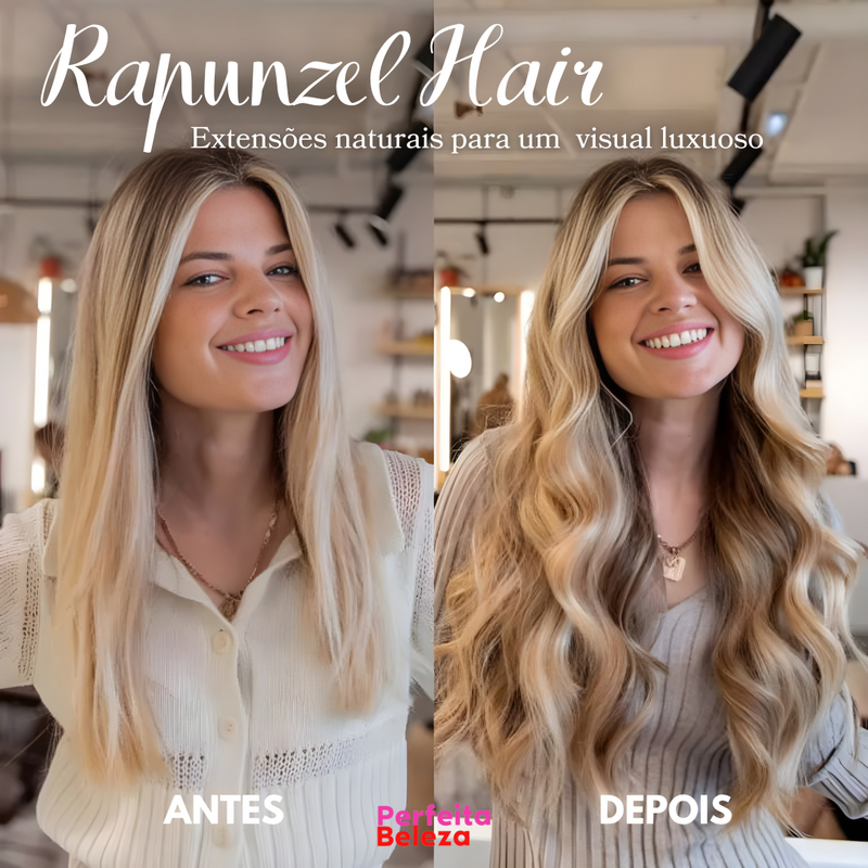 Rapunzel Hair - Extensões naturais para um visual luxuoso  [Kit com 4 peças de 50 cm cada]