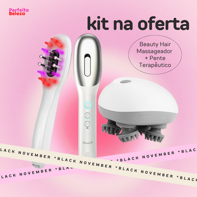 Kit Beauty Hair Massageador  + Pente Terapêutico [BLACK NOVEMBER]