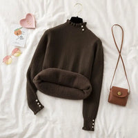 Freya | Suéter Feminino Canelado com Botões Perolados