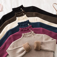 Freya | Suéter Feminino Canelado com Botões Perolados