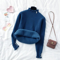 Freya | Suéter Feminino Canelado com Botões Perolados