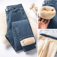 Isla | Calça Jeans Feminina com Elastano Peluciada  + Meia Térmica